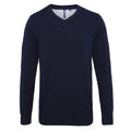 Marineblau - Front - Asquith & Fox Herren Baumwolle reichen V-Ausschnitt Pullover