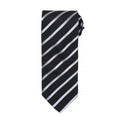 Schwarz - Silber - Front - Premier Herren Sport Krawatte mit Streifen Muster