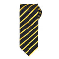 Schwarz - Gold - Front - Premier Herren Sport Krawatte mit Streifen Muster