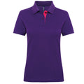 Violett-Pink - Front - Asquith & Fox Damen Kurzarm Kontrast Polo Shirt