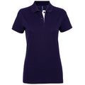 Marineblau-Weiß - Front - Asquith & Fox Damen Kurzarm Kontrast Polo Shirt