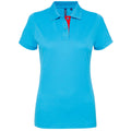 Türkis-Rot - Front - Asquith & Fox Damen Kurzarm Kontrast Polo Shirt