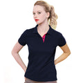 Marineblau-Rot - Back - Asquith & Fox Damen Kurzarm Kontrast Polo Shirt