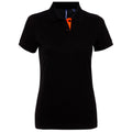 Schwarz-Orange - Front - Asquith & Fox Damen Kurzarm Kontrast Polo Shirt