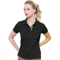 Schwarz-Limette - Back - Asquith & Fox Damen Kurzarm Kontrast Polo Shirt