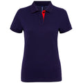 Marineblau-Rot - Front - Asquith & Fox Damen Kurzarm Kontrast Polo Shirt
