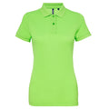 Neon Grün - Front - Asquith & Fox Damen Kurzarm Performance Blend Polo Shirt