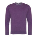 Washed Violett - Front - AWDis Hoods Herren Langarm Washed Look Sweatshirt