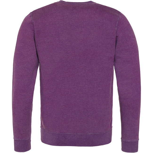 Washed Violett - Back - AWDis Hoods Herren Langarm Washed Look Sweatshirt
