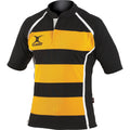 Schwarz-Gelb Streifen - Front - Gilbert Rugby Kinder Xact Match Kurzarm Rugby Shirt