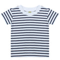 Weiß-Marineblau - Front - Larkwood Unisex Baby Kurzarm Streifen T-Shirt