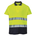 Gelb-Marineblau - Front - Portwest Herren Hi-Vis 2-Ton Polo Shirt