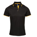 Schwarz-Gelb - Front - Premier Damen Kontrast Cool-Karo Polo Shirt