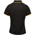 Schwarz-Gelb - Back - Premier Damen Kontrast Cool-Karo Polo Shirt