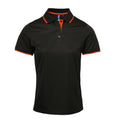 Schwarz-Orange - Front - Premier Damen Kontrast Cool-Karo Polo Shirt