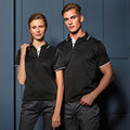 Schwarz-Weiß - Pack Shot - Premier Damen Kontrast Cool-Karo Polo Shirt