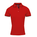 Rot-Schwarz - Front - Premier Damen Kontrast Cool-Karo Polo Shirt