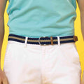 Marineblau-Khaki - Back - Asquith & Fox Herren 2 Farben Streifen Stretch Gürtel