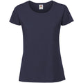 Marineblau - Front - Fruit Of The Damen T-Shirt, enganliegend