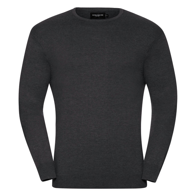 Graphit meliert - Front - Russell Collection Herren Strick Pullover-Sweatshirt