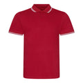 Rot-Weiß - Front - AWDis Herren Stretch Tipped Polo Shirt