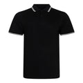 Schwarz-Weiß - Front - AWDis Herren Stretch Tipped Polo Shirt