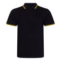 Schwarz-Gelb - Front - AWDis Herren Stretch Tipped Polo Shirt