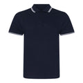Marineblau-Weiß - Front - AWDis Herren Stretch Tipped Polo Shirt