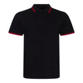 Schwarz-Rot - Front - AWDis Herren Stretch Tipped Polo Shirt