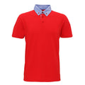 Rot- Denim - Front - Asquith & Fox Herren Polo-Shirt mit Chambray-Button-Down-Kragen