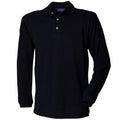 Marineblau - Front - Henbury Herren Polo-Shirt, Langarm