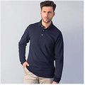 Marineblau - Back - Henbury Herren Polo-Shirt, Langarm