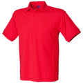 Rot - Front - Henbury Herren Polo-Shirt, Kurzarm