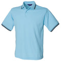 Himmelblau-Marineblau - Front - Henbury Herren 65-35 Polo-Shirt, Kurzarm
