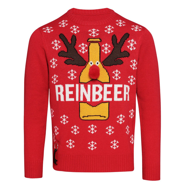 Rot - Front - Christmas Shop Unisex Weihnachtspullover Reinbeer