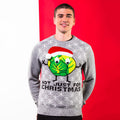 Grau - Back - Christmas Shop Unisex Weihnachtspullover mit Rosenkohl-Santa