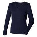 Marineblau - Front - Henbury Damen Feinstrick-Pullover mit V-Ausschnitt