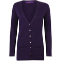 Violett - Front - Henbury Damen Strickjacke mit V-Ausschnitt