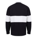 Marineblau-Weiß - Back - Front Row Unisex Rugbyshirt mit Kontraststreifen