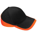 Schwarz-Orange - Front - Beechfield Unisex Baseballkappe Teamwear Competition (2 Stück-Packung)