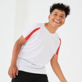 Schneeweiß-Feuerrot - Side - Just Cool Kinder Sport T-Shirt Unisex