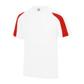 Schneeweiß-Feuerrot - Front - Just Cool Kinder Sport T-Shirt Unisex