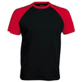 Schwarz-Rot - Front - Kariban Herren Baseball T-Shirt