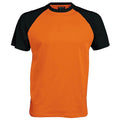 Orange-Schwarz - Front - Kariban Herren Baseball T-Shirt