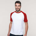 Weiß-Rot - Back - Kariban Herren Baseball T-Shirt