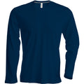 Marineblau - Front - Kariban Herren Slim Fit T-Shirt mit Rundhalsausschnitt, Langarm