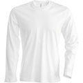 Weiß - Front - Kariban Herren Slim Fit T-Shirt mit Rundhalsausschnitt, Langarm