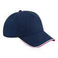 Navy-Rot-Weiß - Front - Beechfield Authentic 5-Panel Kappe