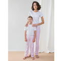 Weiß-Pink-Weiß-Streifen - Back - Towel City Kinderpyjama Lang