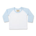 Weiß-Hellblau - Front - Larkwood Baby T-Shirt Baseball, langarm